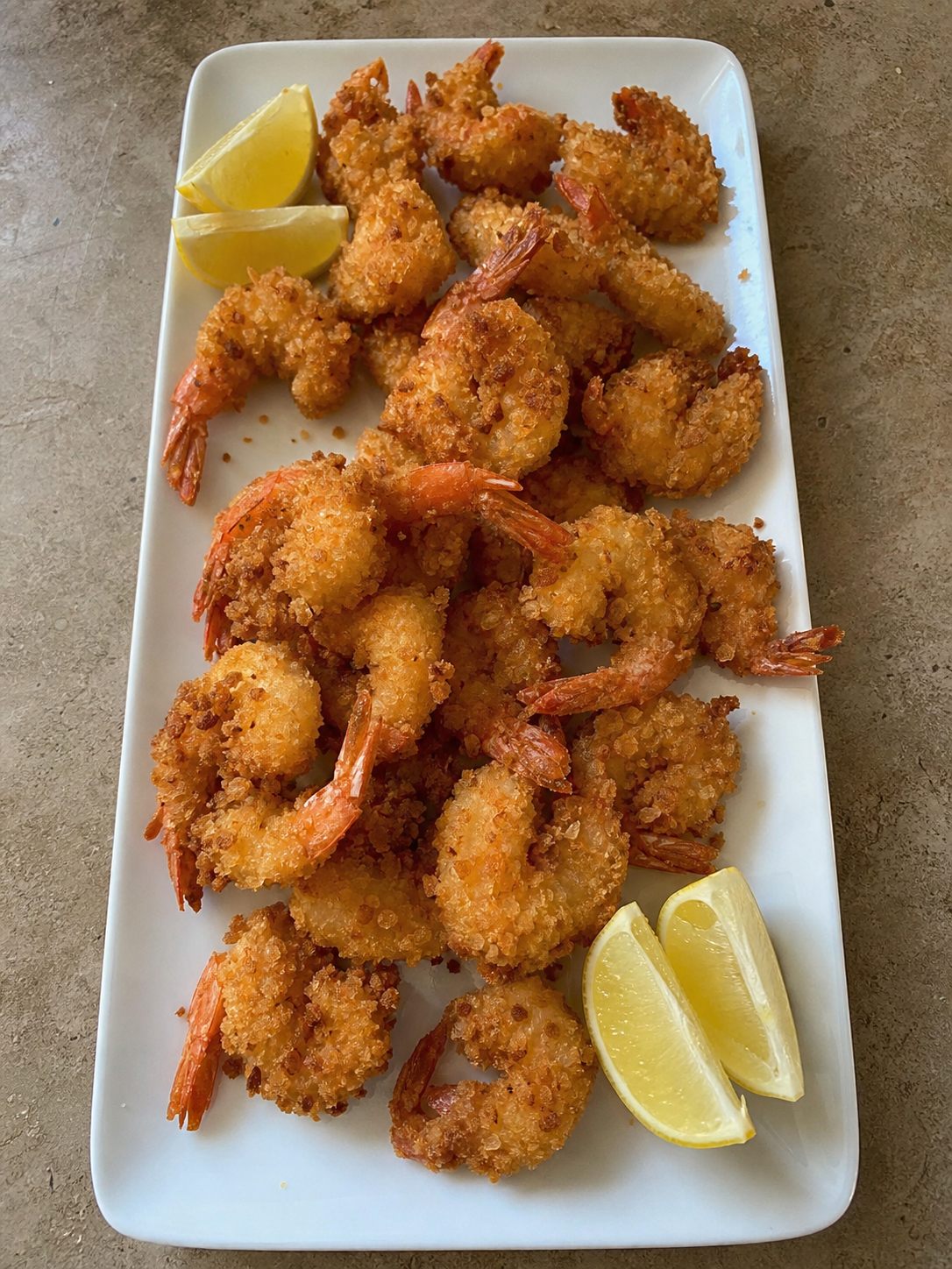 Generic breaded shrimp with lemon and dipping sauce