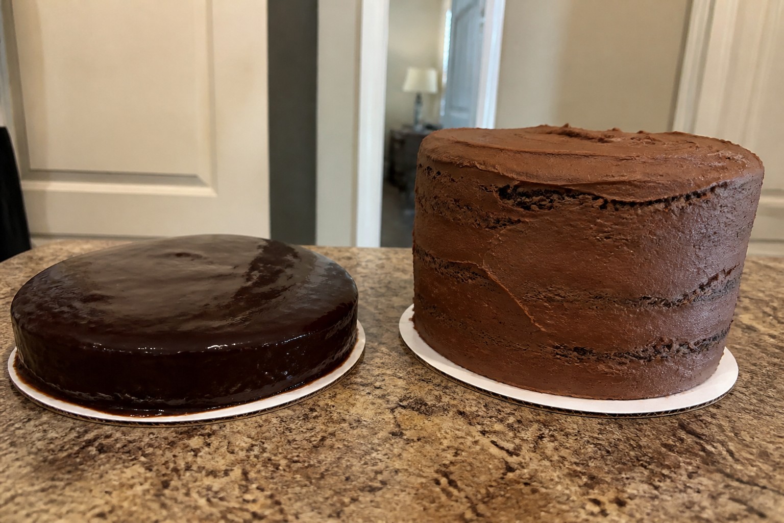 A close look at the finished the difference between Sacher cake and an ordinary chocolate cake