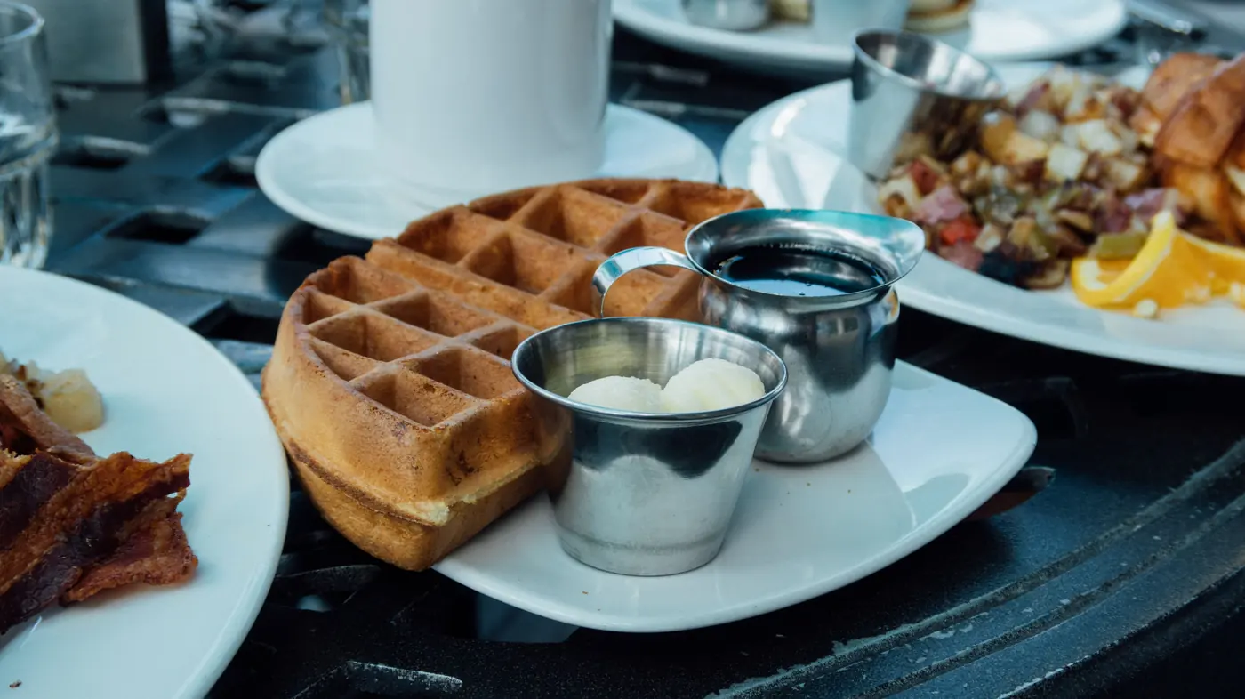 Fresh waffles served for breakfast